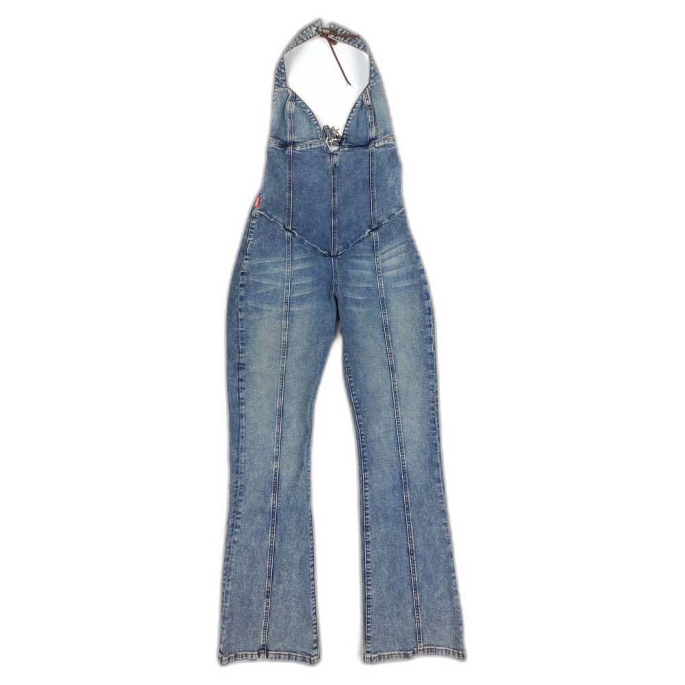 NWT Revice Sweetheart Jumpsuit Sunset BLVD Denim 90s Y2k Western Festival Flare